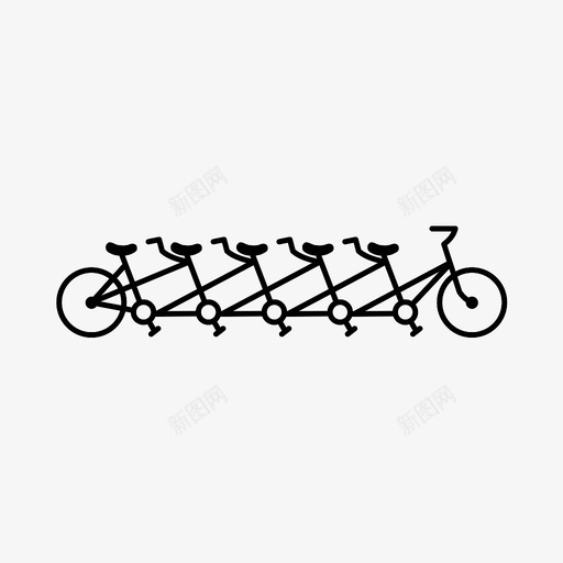 自行车串联自行车五个图标svg_新图网 https://ixintu.com 五个 自行车 自行车串联