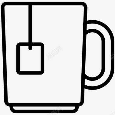 咖啡休息时间杯子业务线图标图标