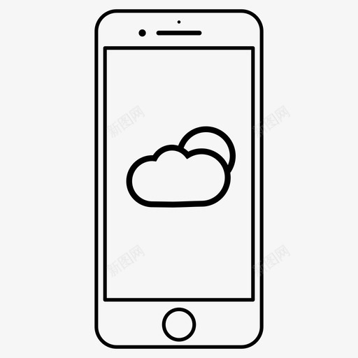 手机云天气预报图标svg_新图网 https://ixintu.com 云 天气 天气预报 太阳 手机 电话