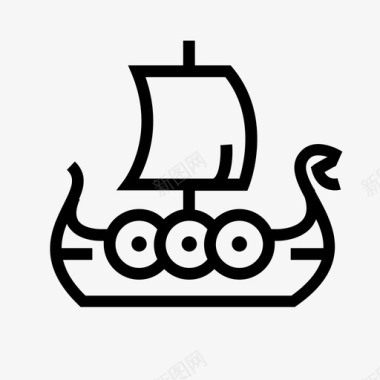 维京船长船中世纪图标图标