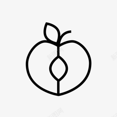 桃子一半新鲜水果有机图标图标