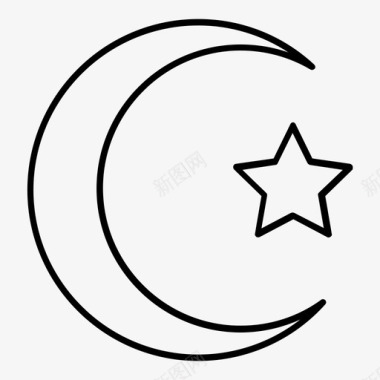 月亮和新月阿拉伯伊斯兰教图标图标