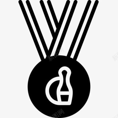 保龄球奖章滑雪运动图标图标