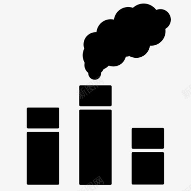 污染碳烟囱图标图标
