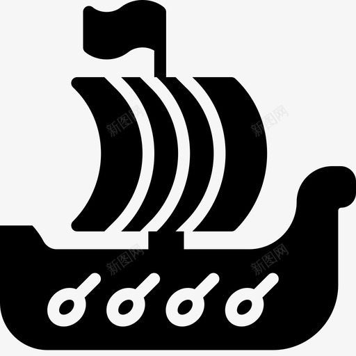 中世纪北欧海盗古董船图标svg_新图网 https://ixintu.com 中世纪北欧海盗 古董船