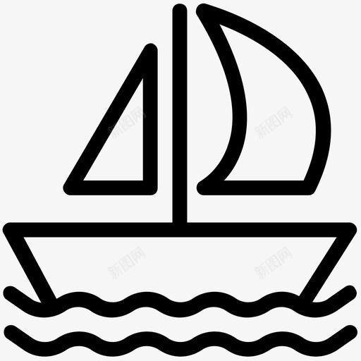 帆船游轮船图标svg_新图网 https://ixintu.com 夏季和旅行平滑线图标 帆船 游艇 游轮 船