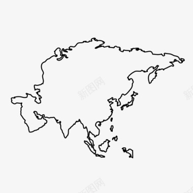亚洲大陆地理图标图标