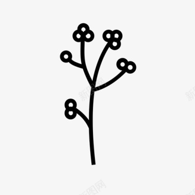 圆形圆点茎叶花最小极简植物图标图标