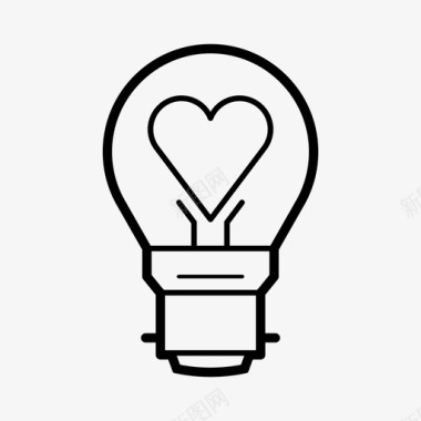 灯泡心脏想法图标图标