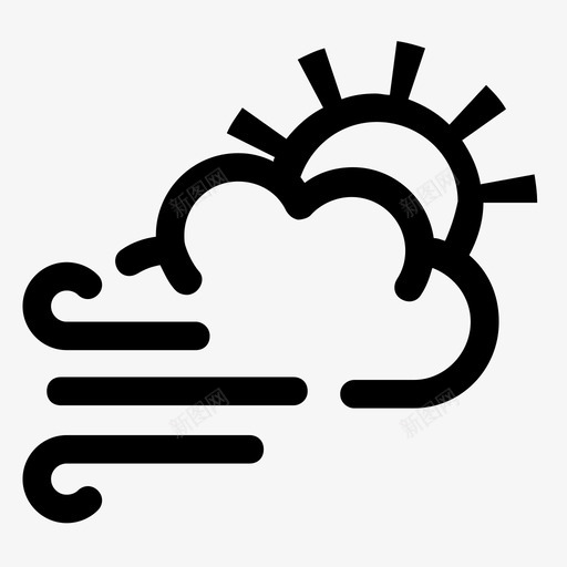 有风的日子微风云图标svg_新图网 https://ixintu.com 云 天气 太阳 微风 方向 有风的日子