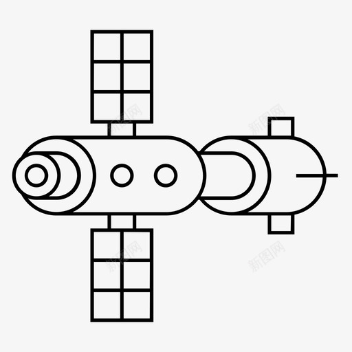 空间站模块轨道站图标svg_新图网 https://ixintu.com 卫星 太阳能电池板 模块 空间站 航天器 轨道站