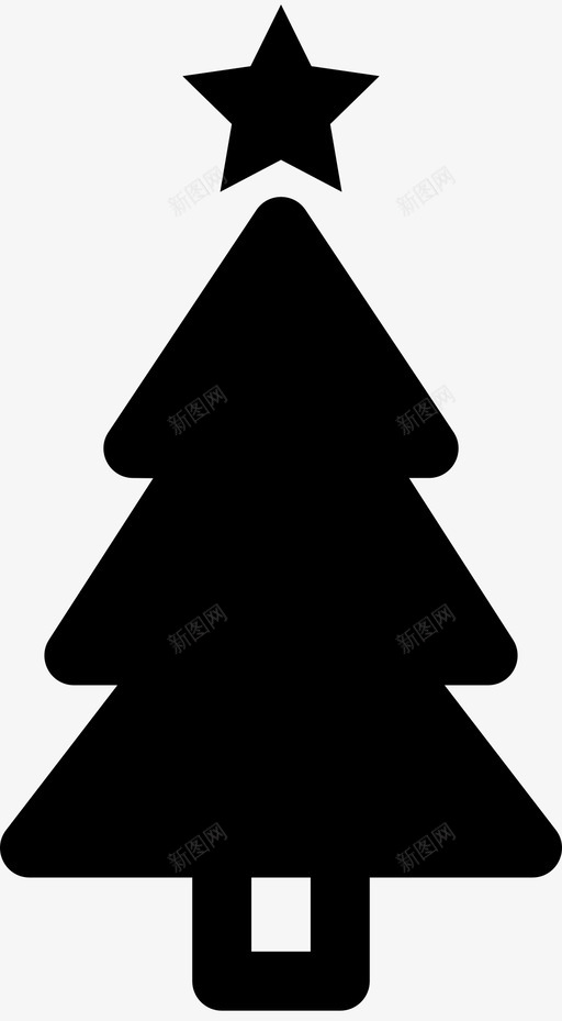 圣诞树假日松树图标svg_新图网 https://ixintu.com 假日 冬天 圣诞和冬天 圣诞树 圣诞节 星星 松树