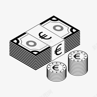 欧元钞票现金硬币图标图标