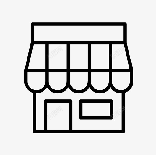 商店建筑购物图标svg_新图网 https://ixintu.com 商店 市场 建筑 放置细线图标集 购物