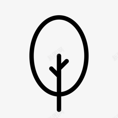 树树枝椭圆形图标图标