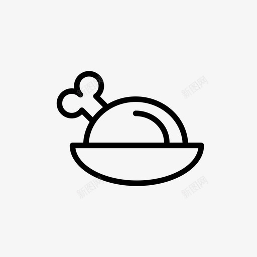 烹饪鸡肉食物图标svg_新图网 https://ixintu.com 家用细线图标集 烹饪 食物 餐食 鸡肉