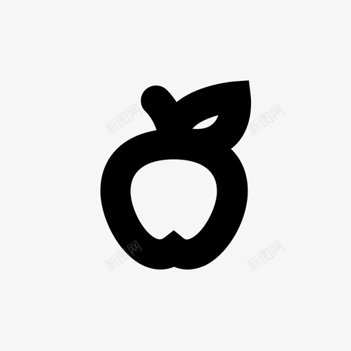 苹果苹果叶水果图标svg_新图网 https://ixintu.com 健康 多汁 水果 清爽 苹果 苹果叶 食物相关的简约图标集