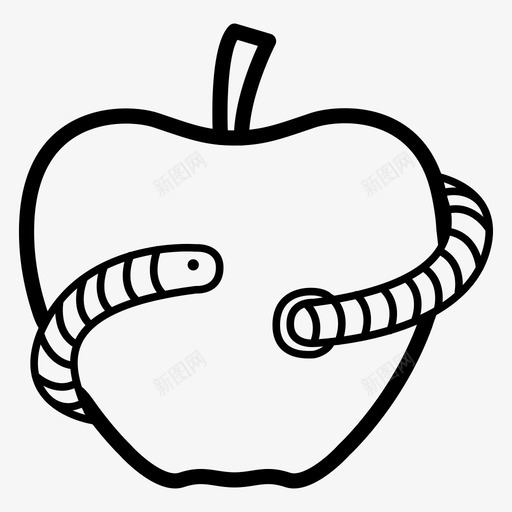 苹果虫食物水果图标svg_新图网 https://ixintu.com 冰箱内 水果 甜食 苹果虫 食物
