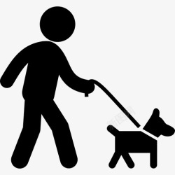 动物带口罩带皮带的狗和人动物狗一起散步图标高清图片