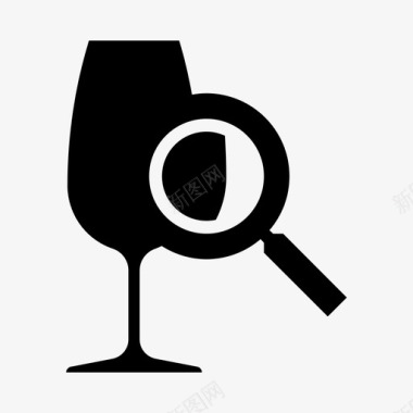 葡萄酒搜索玻璃杯品酒图标图标