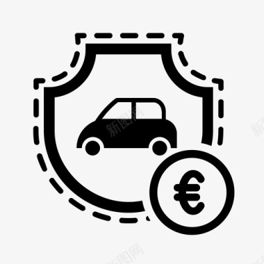 汽车保险金欧元安全图标图标