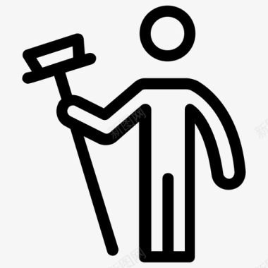 清洁工人拖把图标图标