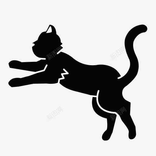 黑猫高跳图标svg_新图网 https://ixintu.com 喵 跳 高 黑猫