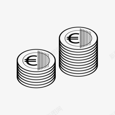 欧元硬币硬币堆钱图标图标