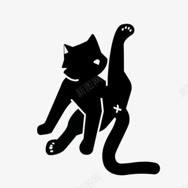 黑猫屁股清洁图标图标