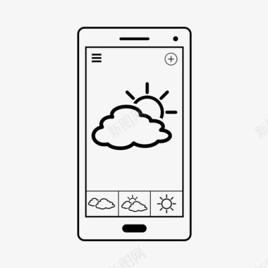 移动天气应用程序智能手机图标图标