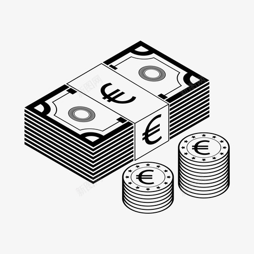 欧元钞票现金硬币图标svg_新图网 https://ixintu.com 欧元钞票 现金 硬币 钞票