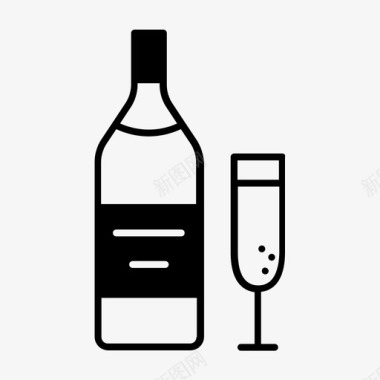 采购产品香槟瓶和玻璃杯香槟瓶和玻璃杯酒精图标图标