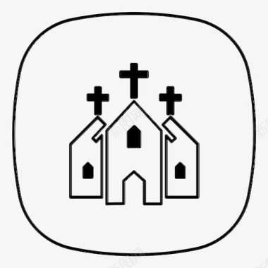 教堂圣诞节家庭图标图标