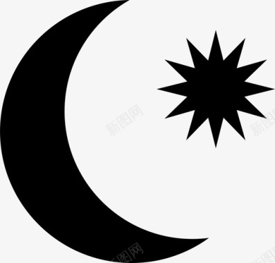 月亮和星星新月伊斯兰教图标图标
