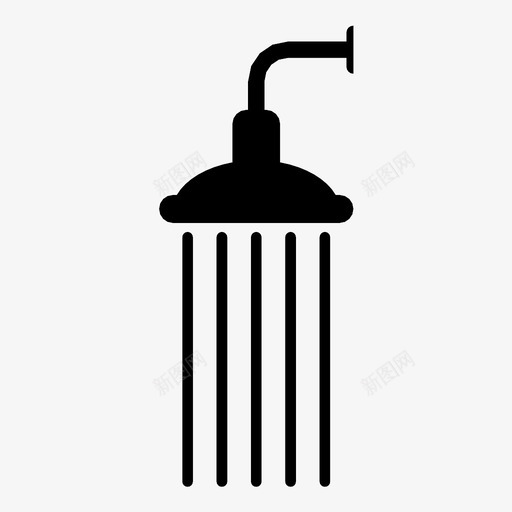 淋浴洗澡清洁图标svg_新图网 https://ixintu.com 喷水 洗澡 液体流 淋浴 清洁