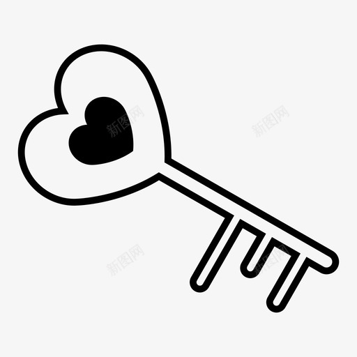 心钥匙锁开锁图标svg_新图网 https://ixintu.com 开锁 心钥匙 情人节 锁