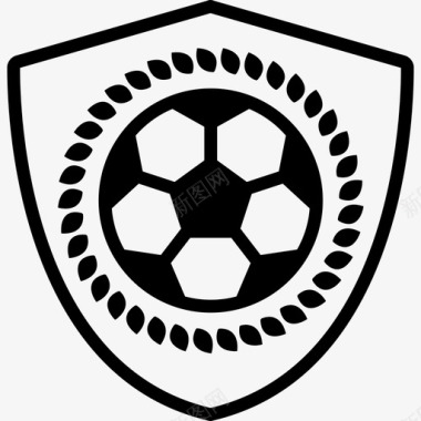 护盾上的足球体育运动踢足球图标图标
