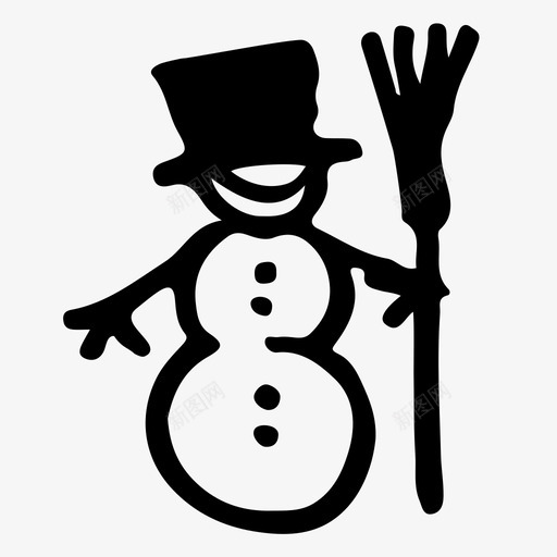 雪人扫帚帽子图标svg_新图网 https://ixintu.com 冬季圣诞节假期 帽子 扫帚 雪人 雪球