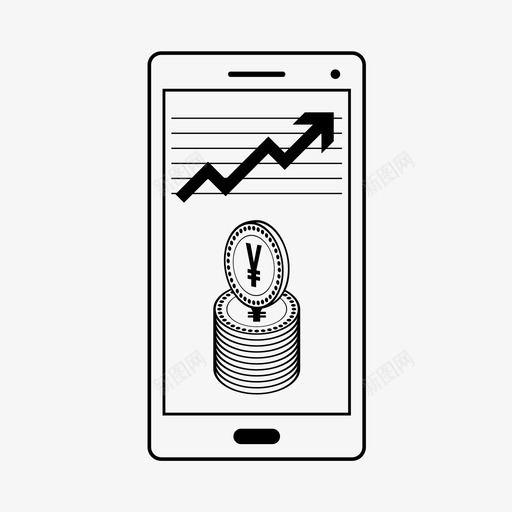 货币图表金融手机图标svg_新图网 https://ixintu.com 手机 日元 货币图表 金融