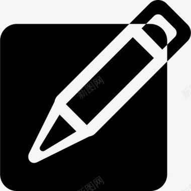书写工具界面符号用黑色方形纸条和铅笔大杯实心填充图标图标