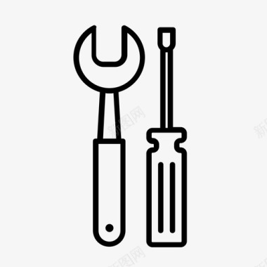 螺丝刀和扳手建筑工具建筑图标图标