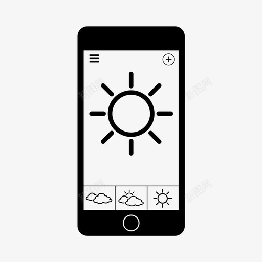 移动天气应用程序智能手机图标svg_新图网 https://ixintu.com 应用程序 智能手机 移动天气