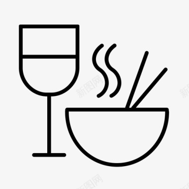 晚餐中餐葡萄酒图标图标