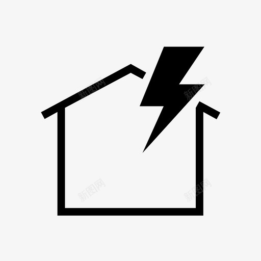 电力房屋照明房屋电力图标svg_新图网 https://ixintu.com 房屋照明 房屋电力 电击 电力
