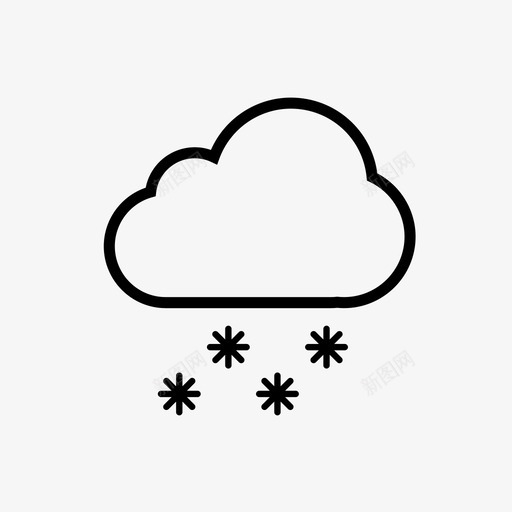 雪气候阵风图标svg_新图网 https://ixintu.com 天气 天气细线图标设置 气候 阵风 雨夹雪 雪