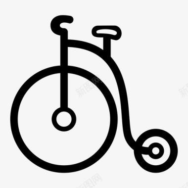 老式自行车高轮复古图标图标