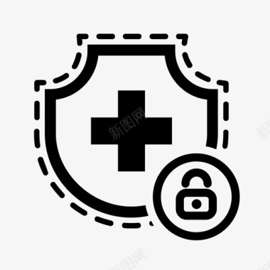 健康保险安全锁安全图标图标
