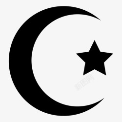 阿拉伯星月标志星与新月阿拉伯伊斯兰教图标高清图片