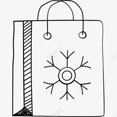 购物袋圣诞购物雪花图标图标