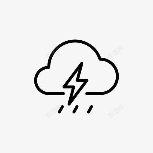 雨雷雨天气图标svg_新图网 https://ixintu.com 天气 气象 雨 雷雨